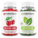 קיבולת Tart Cherry ו Super Greens Gummies Bundle (Uric Acid Flush & ניקויse עם היומיים הירוקים שלך)