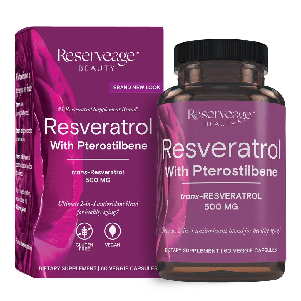 שמירה על יופי, Resveratrol 500 מ"ג עם Pterostilbene, Antioxidant תוסף עבור Immune Support & Heart Health, תומך הזדקנות בריאה, Paleo, Keto, 60 קפסולות (60 משרתים)