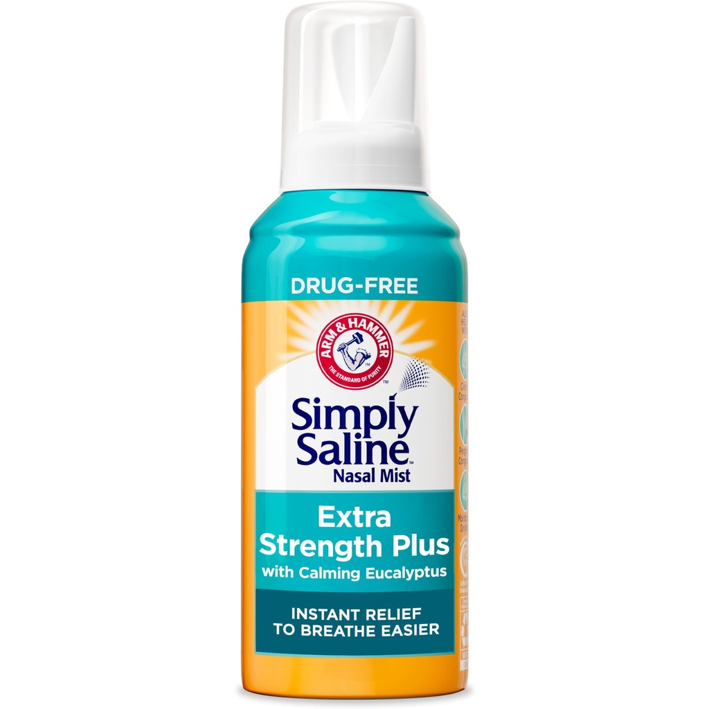 Arm & Hammer פשוט Saline תוספת כוח פלוס Eucalyptus Nasal Mist עבור כמה קהילות, 4.6 oz