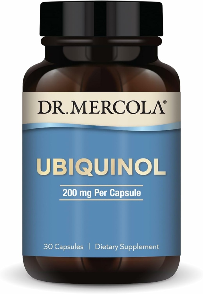 Dr. Mercola Ubiquinol, 30 שרתים (30 קפסולות), 200 מ"ג פר קפסולה, תוספת תזונתית, תומך ייצור אנרגיה, Non-GMO