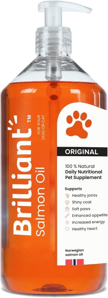 Brilliant Salmon Oil for Dogs, Cats & Puppies | אומגה 3 שמן שמן שמן שמן שמן שמן דגים עם DHA, EPA Fatty Acids