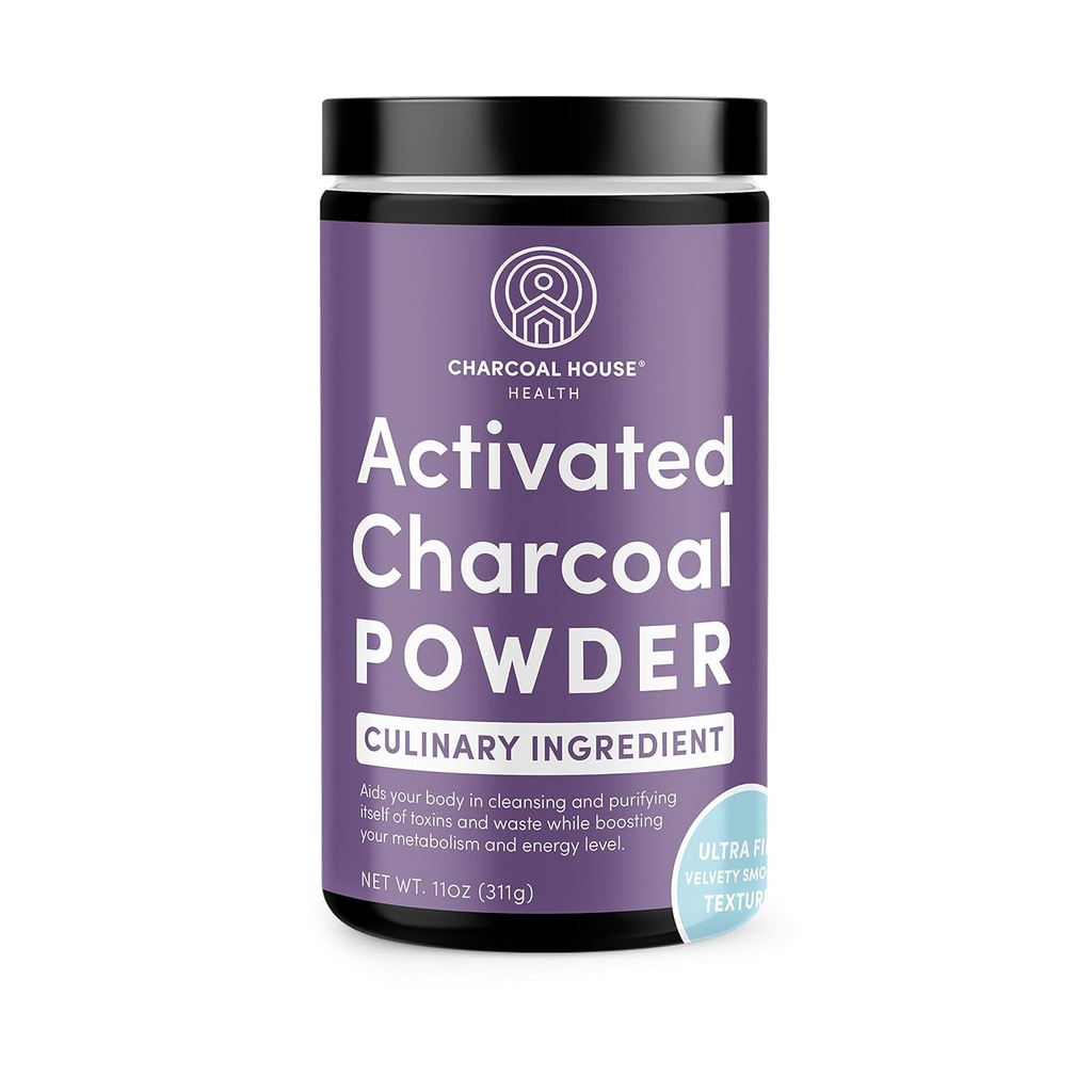 ULTRA FINE קוקוס הפעיל אבקת Charcoal - בישול ויישומים קוסמטיים, Velvety Smooth Texture for Smoothies, Ice Creams, Pastries, Soaps, Ultra Fine for a Soft End, No Grit!