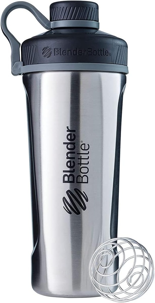בלנדר בוטל רדיאן Shaker Cup Insulated Stainless Steel Water Bottle with Wire Whisk, 26-Ounce, Natural / שחור