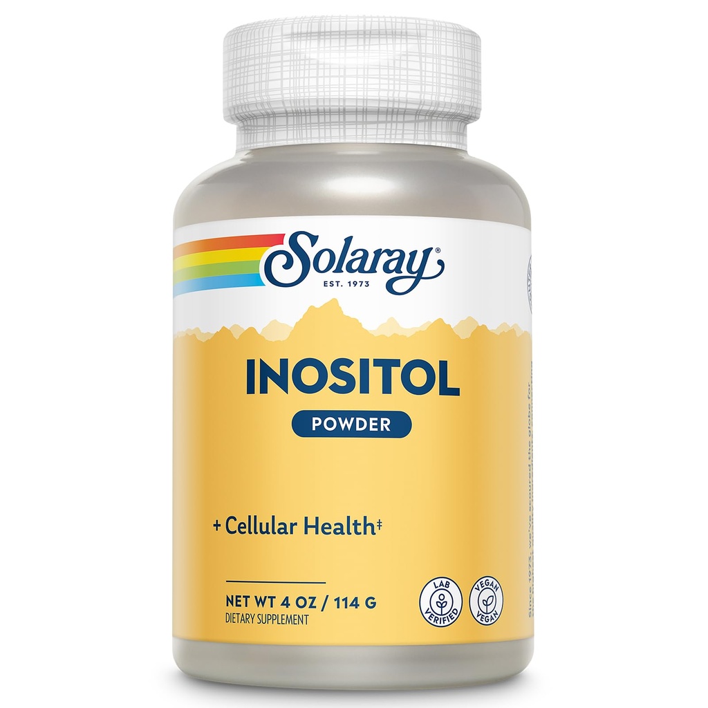 SOLAray Pure Inositol אבקת - תמיכה בריאות סלולרית - טבעוני, מעבדה מאומת - 163 משרתים, 4 OZ (4oz, 162 RG).