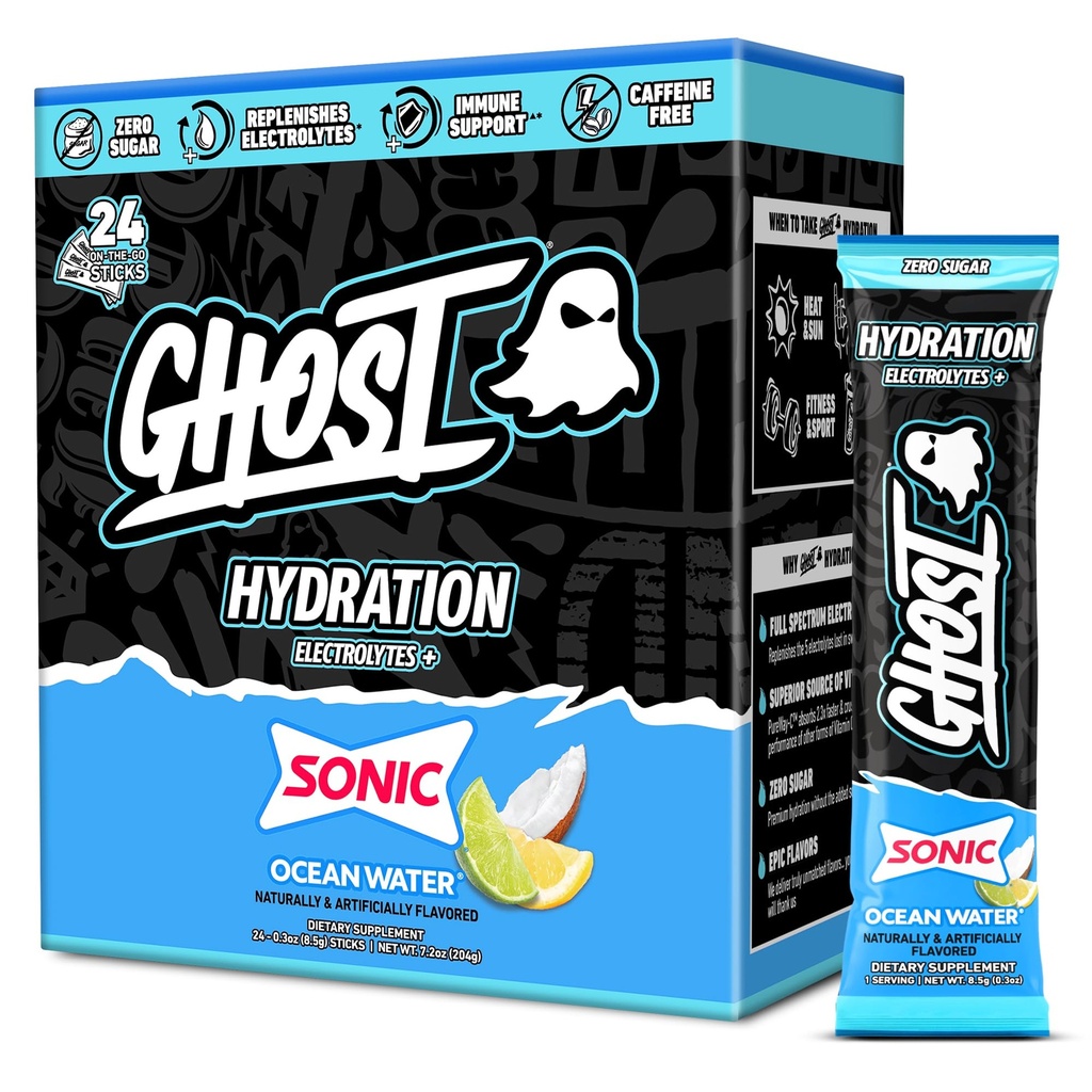 Gair hydrotion Packets, Sonic Ocean Water, 24 Sticks, אבקת אלקטרוליט - שתו תערובת תוספת עם Magnesium, Potassium, Calcium, ויטמין C - טבעוני, חינם של Soy, Sugar & Gluten