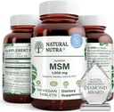 טבעי Nutra OptiMSM, MSM תוספת עם Sulfur, למנוע שיער רזה, להגדיל גמישות משותפת בריאות העצם, Cartilage בריאות, עוזר תמיכה פלוידזון, 1000 מ"ג, (120) טבליות טבעוניות