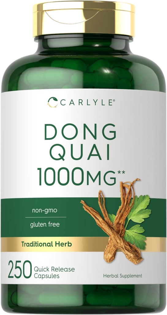 קרלייל Dong Quai קפסולות | 1000mg | 250 Count | Non-GMO and Gluten Free Supplement