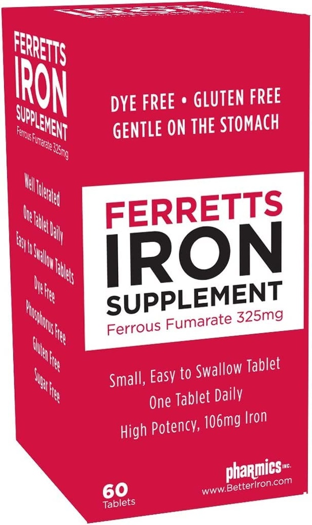 טבליות ברזל תוספת (325 מ"ג Ferrous Fumarate) (Pack of 3)