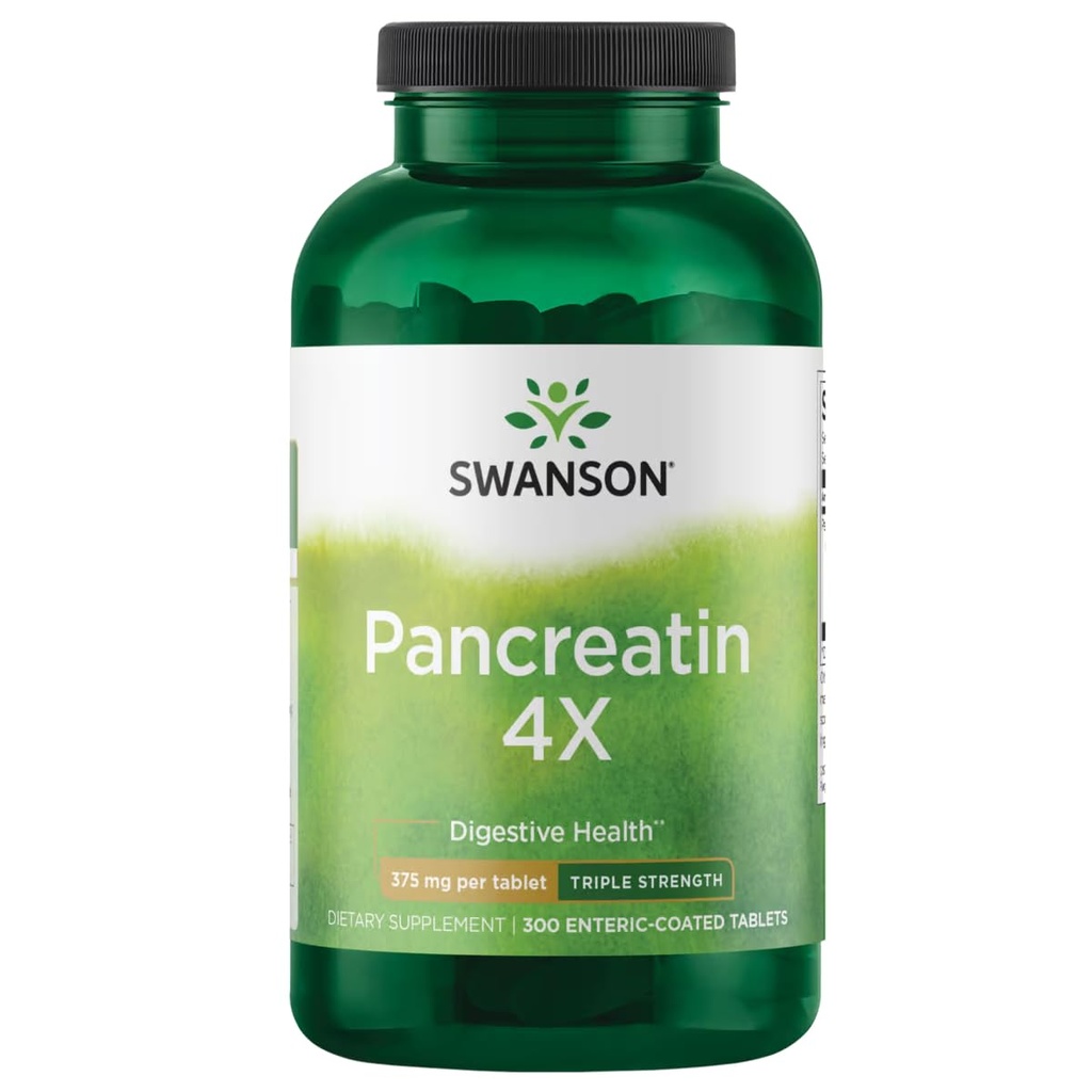 Swanson Triple-Strength Pancreatin 4X Enzyme - 375 מ"ג, 300 Tabs