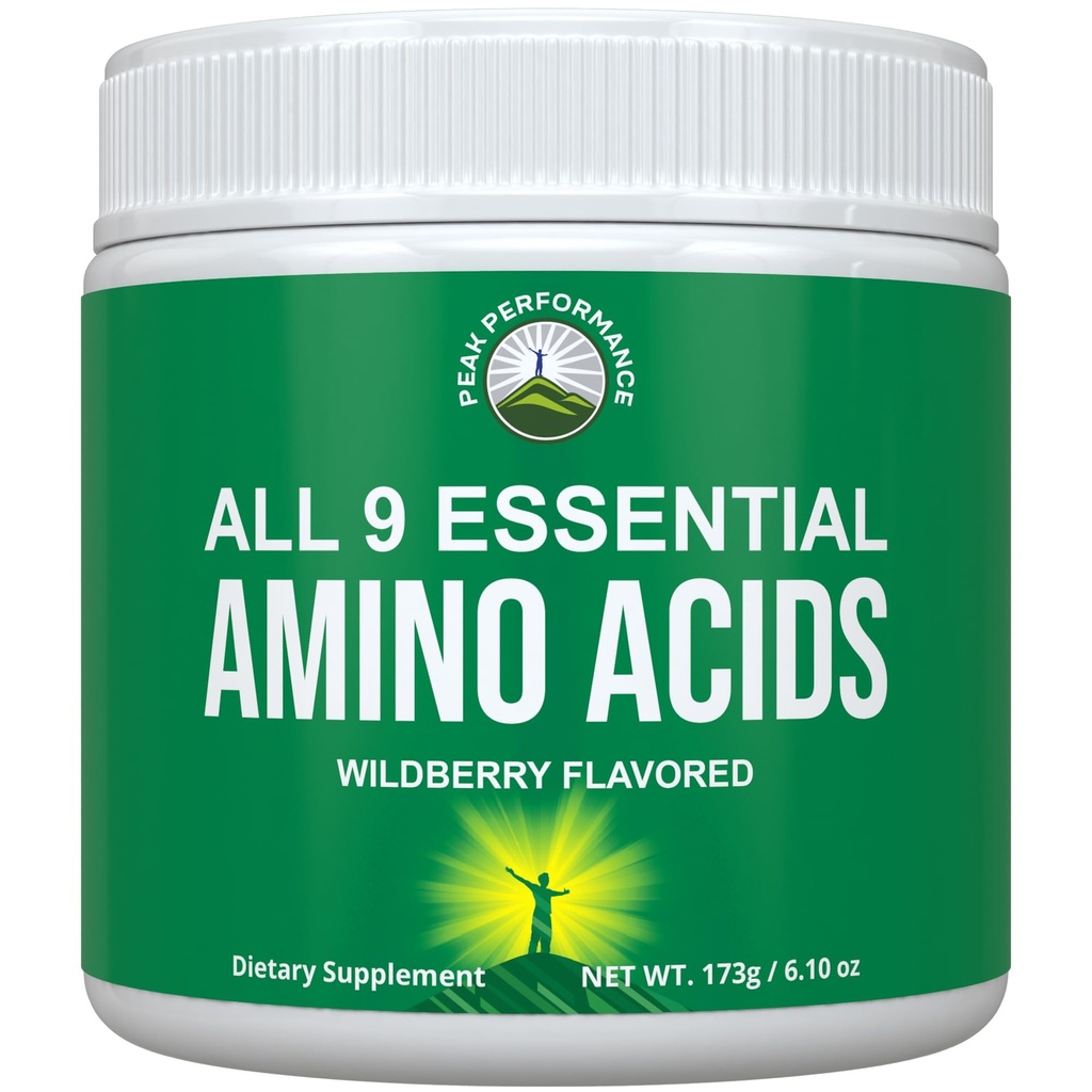 כל 9 אבקת Amino Acids Pre + במהלך + Post עבודהout עם EAAs + BCAAs עבור אנרגיה, צמיחה שרירים, התאוששות. Non-GMO BCAA ו- EAA אבקות לגברים + נשים. צד שלישי נבדק. Wildberry