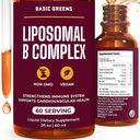Liposomal B ויטמינים מורכבים נוזל - High Absorption for Energy, Brain & Skin Health, Hair & Nails, Advanced Liposomal Delivery, טבעוני, non-GMO, 2 Fl Oz
