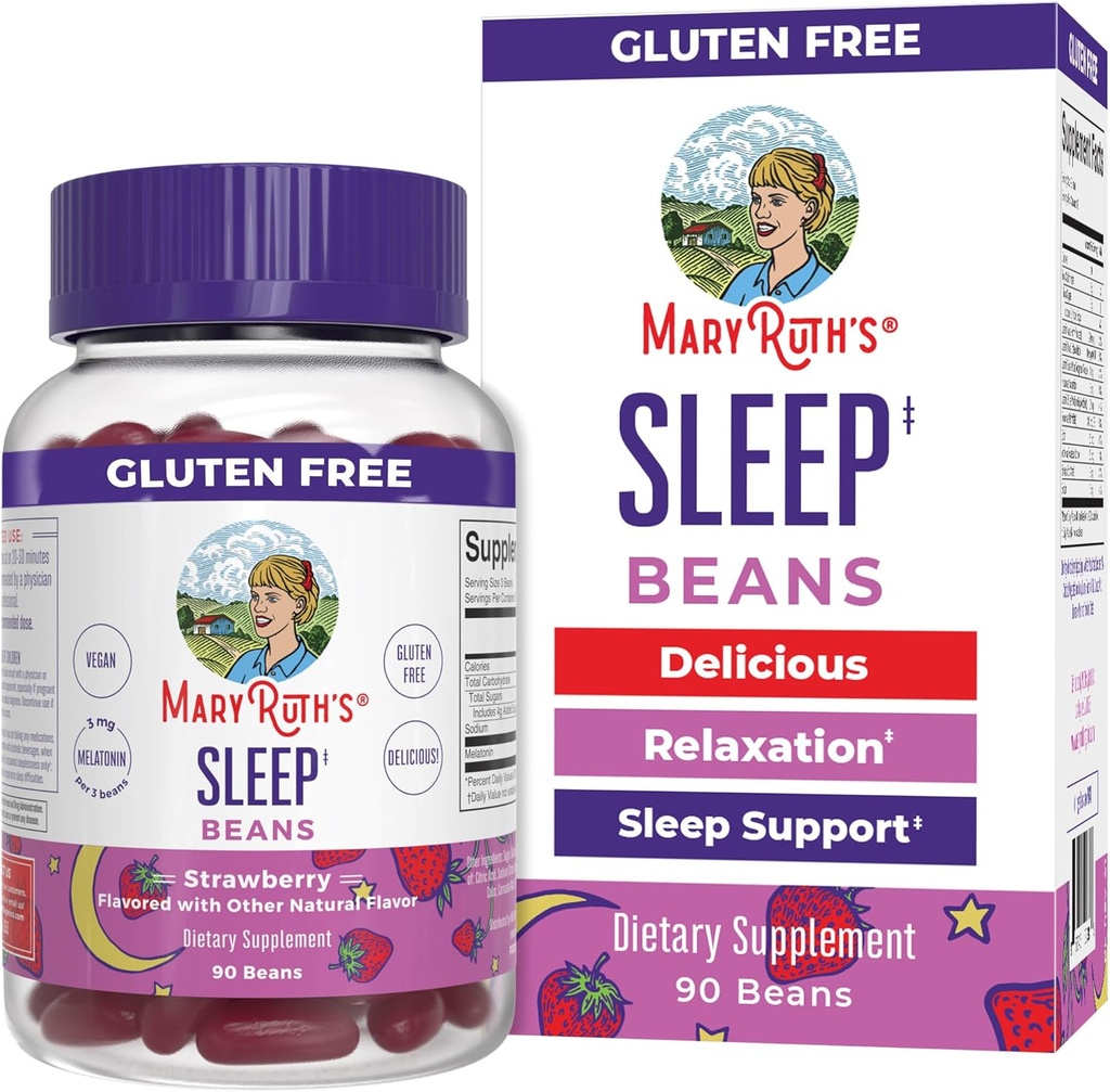 MaryRuth Organics Melatonin Vita-Beans for Adults | Relaxation & Sleep Support for Ages 14