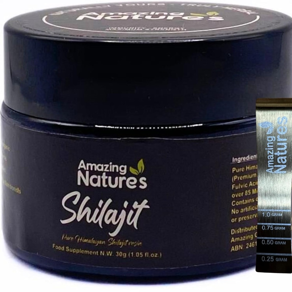 Pure ההימלאיה Shilajit Resin - 500 מ"ג גבוה צריכת חשמל אורגני עבור אנרגיה, Immune Support & Focus | 85+ Trace מינרלים, Fulvic Acid | 30g, Lab-Tested for Purity על ידי טבע מדהים