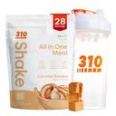 310 תזונה All-in-One Mealהחלפת אבקת Shake w/Shaker Cup Starter Kit - High Protein סיבים עשירים עשירים ב- Sugar-Free, Keto & Paleo Friendly, Low Carb - Carb - Carmel Sundae 28 srvvvv