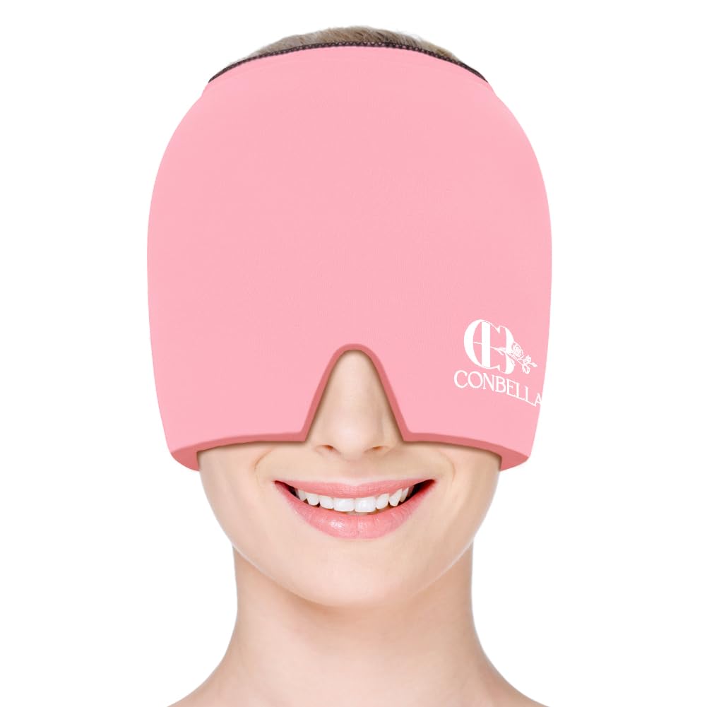 Migraine Relief Cap, Soothing Headache מוצרי מסיכה, חום ו Cold Therapy, Migraine Headache הקלה Cap for Migraine, Sinus, Puffy Eyes, Tension, Stress and Hangover (Pink)