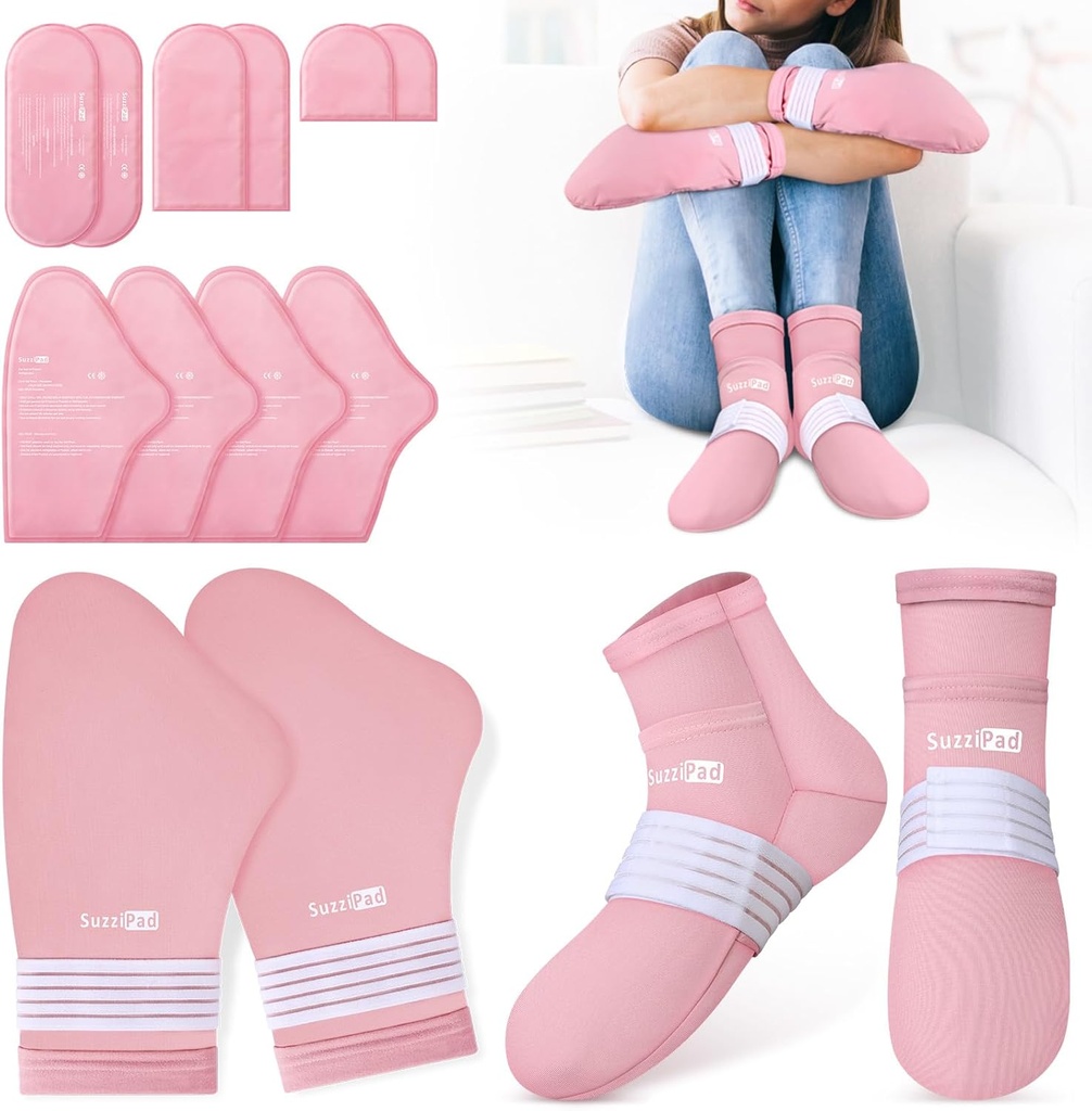 SuzziPad Cold Therapy Shoes and Gloves for Chemotherapy, Chemo Must Haves for Women and Man, אידיאלי עבור Soothing Hand and Foot Discomfort, S/M.