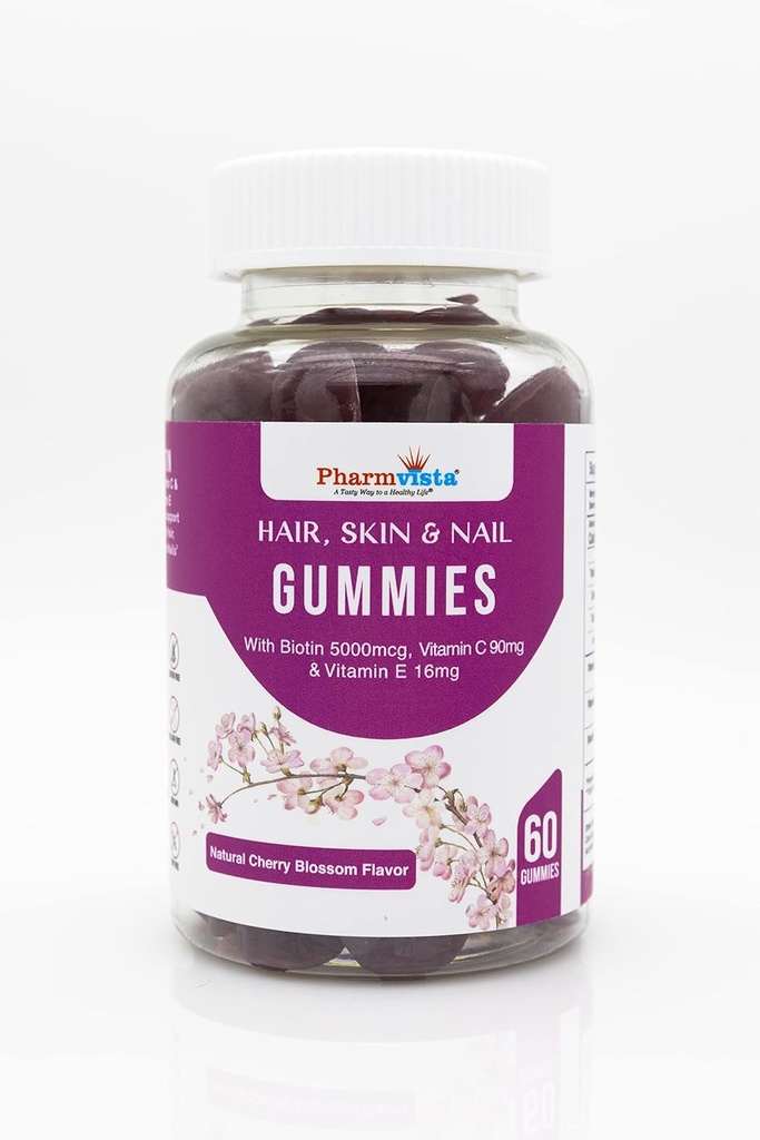 Skin & Nail Gummies עם ויטמין C ו- E -Vegan Gluten Free & non-GMO Ingredients -60 הרוזן