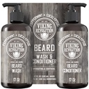 המהפכה הוויקינגית Beard Wash & Conditioner Set w/Argan & Jo Joba Oils - Softens, Smooths & Powerens Beard Growth - Natural Peppert ו- Eucalyptus Scent - Shampoo (17 oz)