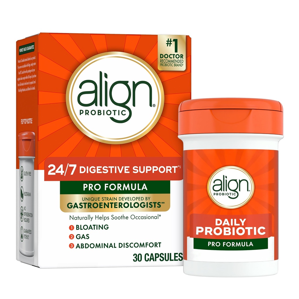 Align Probiotic, Pro Formula, Probiotics for Women and Men, Probiotics for Digestive Health, Men and Womens Probiotics Help Relieve Occasional Bloating & Gas *, 30 קפסולות