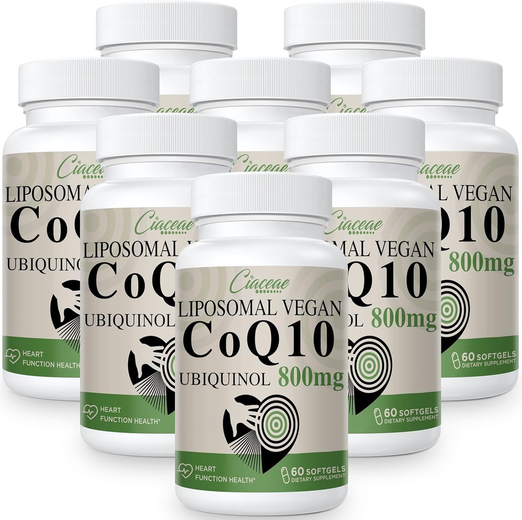 Liposomal CoQ10 800 מ"ג Ubiquinol Softgel, Max Absorption Ubiquinol Coenzyme Q10, Ubiquinol CoQ10 תוסף עבור Antioxidant, Heart Function & Production, Pure CoQ10 800 מ"ג, 480 Softgels טבעוני Softgels