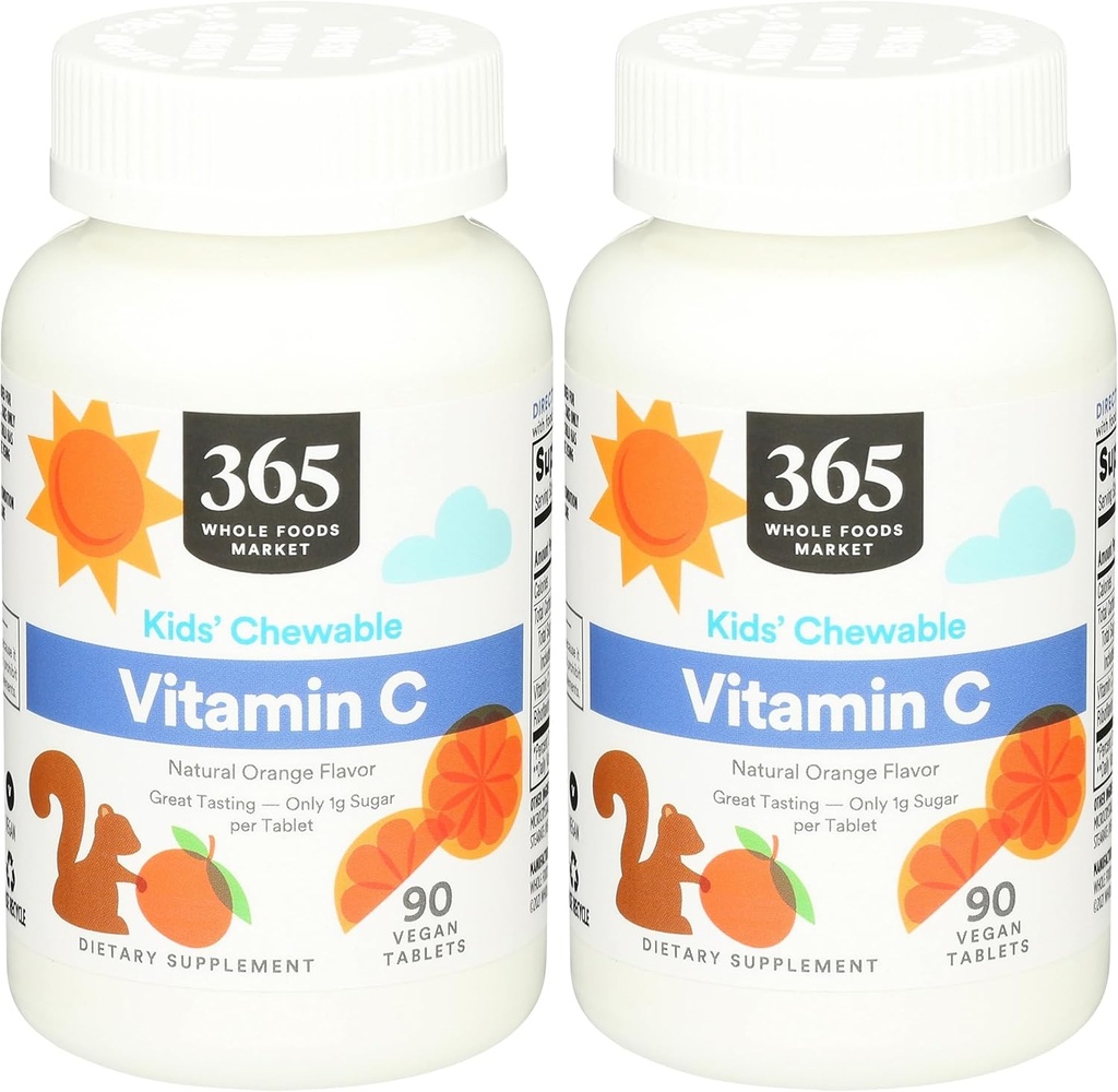 365 על ידי Whole Foods Market, Kids Essentials Chewable ויטמין C, 90 Count (Pack of 2)