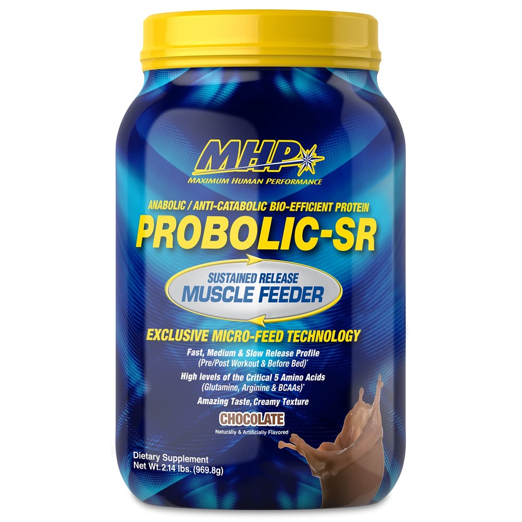 ביצועים אנושיים מקסימליים Probolic-SR Sustained לשחרר אבקת חלבון, 24g חלבון, BCAAs, Glutamine, Arginine, Pre-Workout, post-Workout, Nighttime חלבונים, 2lbs, 26 משרתי שוקולד, שוקולד, שוקולד.