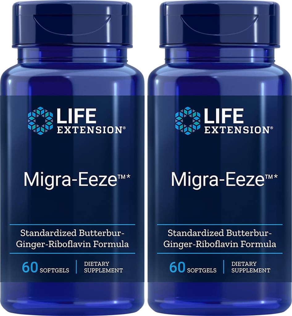 Life Extension Migra-EezeTM Standard Butterbur-Ginger-Riboflavin Formula, 60 Count (Pack of 2)