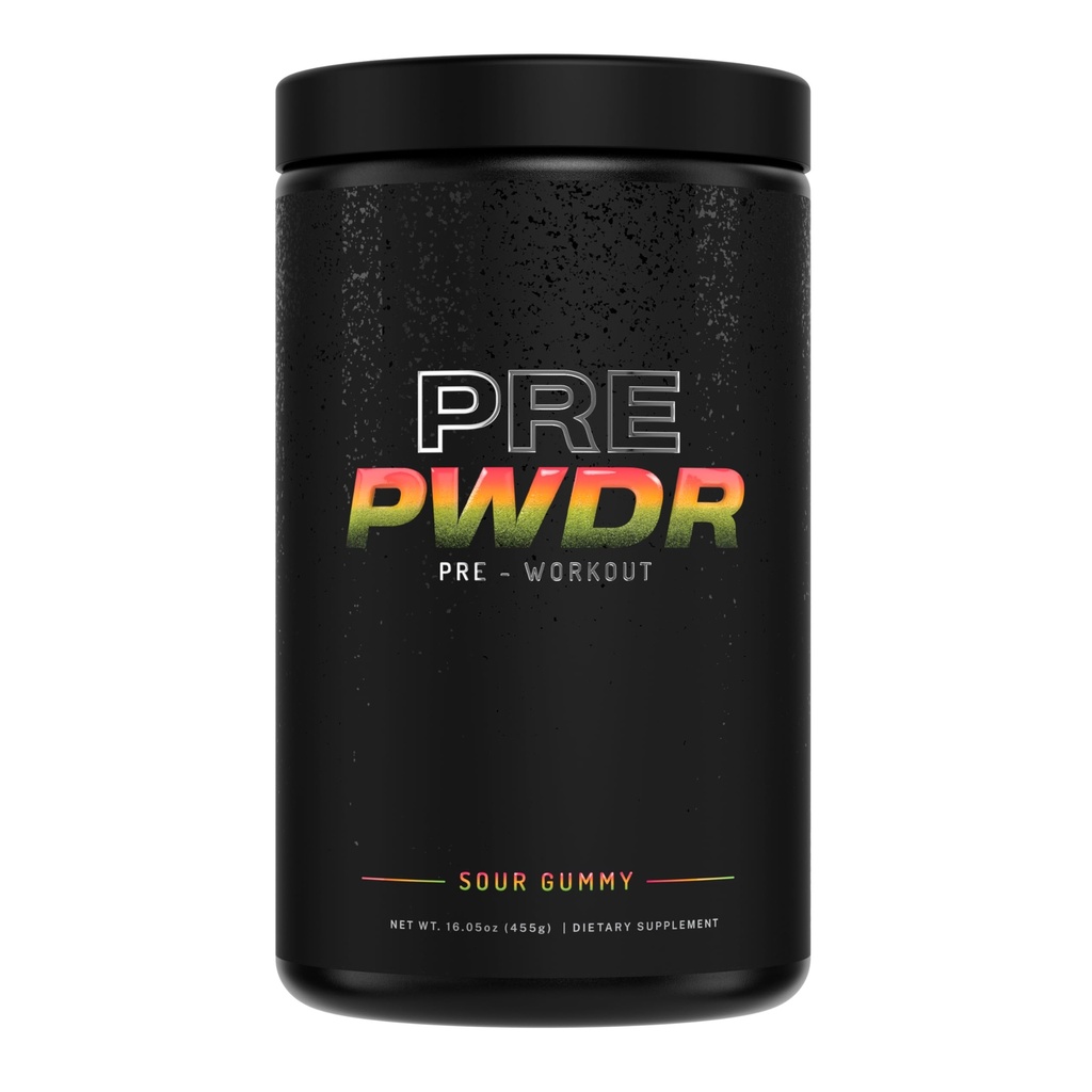 אבקת PWDRS Pre-Workout, All Natural Pre Workout for Energy, Pump, Endurance & Power, with Caffeine (Sour Gummy)