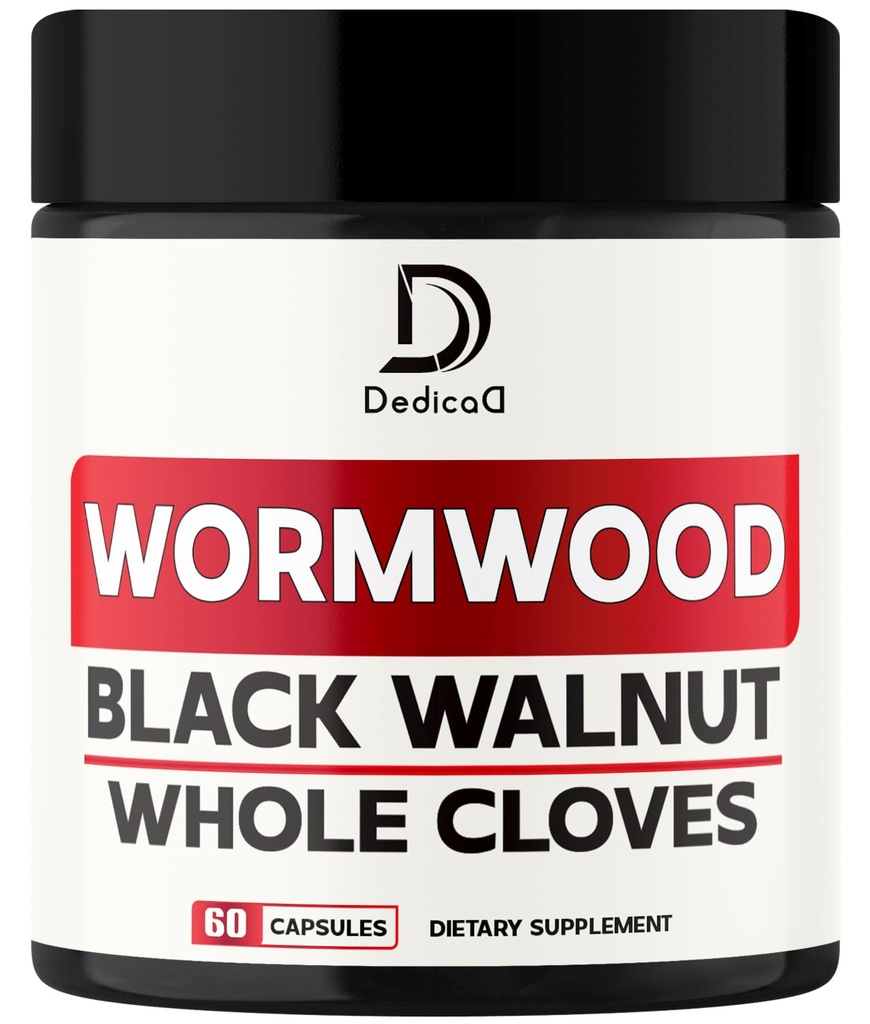 12in1 Wormwood קפסולות Black Walnut Cloves, ג'ינג'ר, Turmeric Curcumin & Black Pepper - Immune System - 60 קפסולות