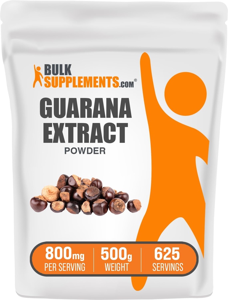 BulkSupplements.com Guarana לחלץ אבקת - תוספי Caffeine טבעיים, מ Guarana Seed, Guarana אבקת - Gluten Free, 800 מ"ג לשרת, 500g (1.1 lbs) (Pack of 1)