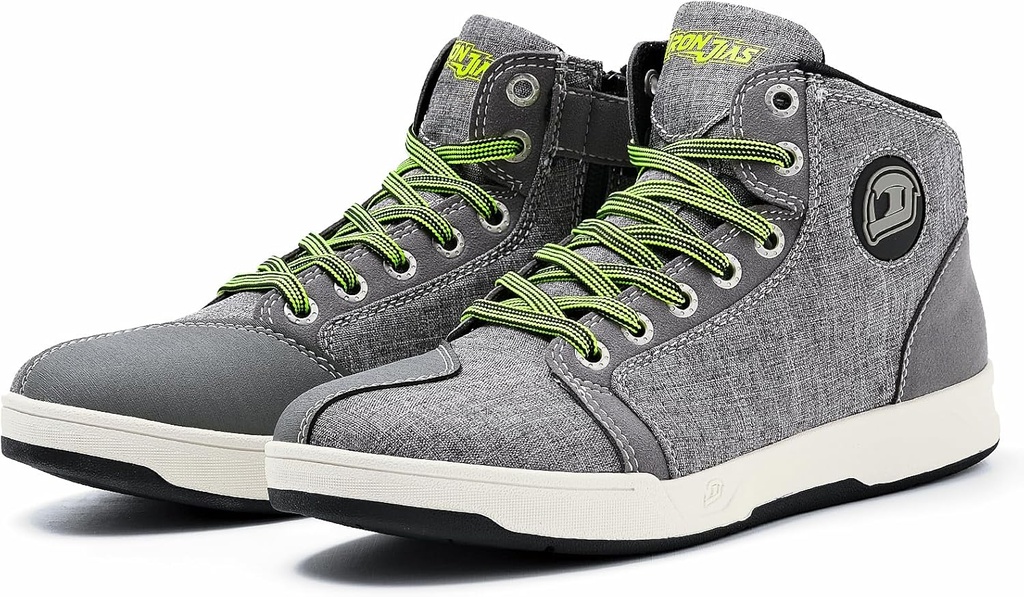 IRON JIA'S אופנוע נעליים לגברים, Un-Slip Protective Gear, Powersport Victim Riding Boots (Grey 8)
