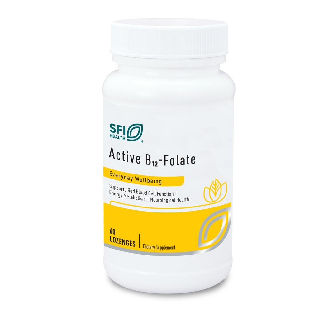 Klaire Labs SFI Health Active B12 - תוסף Folate - Dissolvable Lozenge עם Methyl Folate & ויטמין B12 Methylcobalamin - Highly Absorbable - תמיכה בריאה Mood, Energy & Cognition (60 Count)