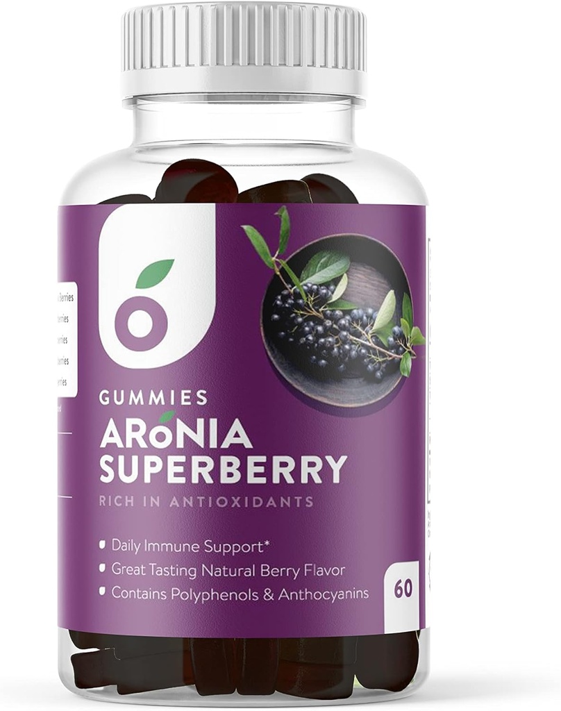 Aronia SuperBerry Gummies, Daily Immune Support, Rich in Antioxidants, Better Than Elderberry, Great Tasting Natural Bre Flavor, 60 Count (30 יום אספקה)