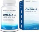 Nordic Naturals Nordic Beauty אומגה 3 + Borage שמן, לימון טבעי משועבד - 60 Soft Gels - שמן דגים תוספת לבריאות העור ושיקום - Non-GMO - 30 משרתים