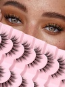 Lashes Natural Cat Eye Lashes Wispy Eyelashs 15mm שווא טיפות Wispy Lashes 3D נפח רצועת העין טיפות דק כותנה Band Soft Fake Eyelashes כוזב Lashes Pack 7 Pairs Siliglis Siliglis 3D