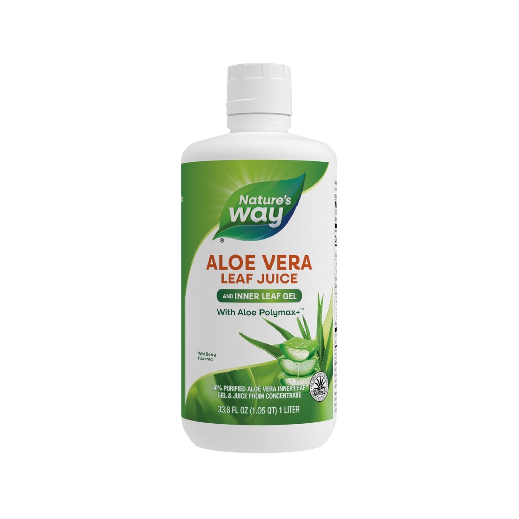 Nature's Way Aloe Vera Leaf & Inner Leaf, with Aloe Polymax+, מוסמך עבור Aloe Content and Purity, Wild Brad Flavored, 33.8 Fl Oz (Packaging May Vary)