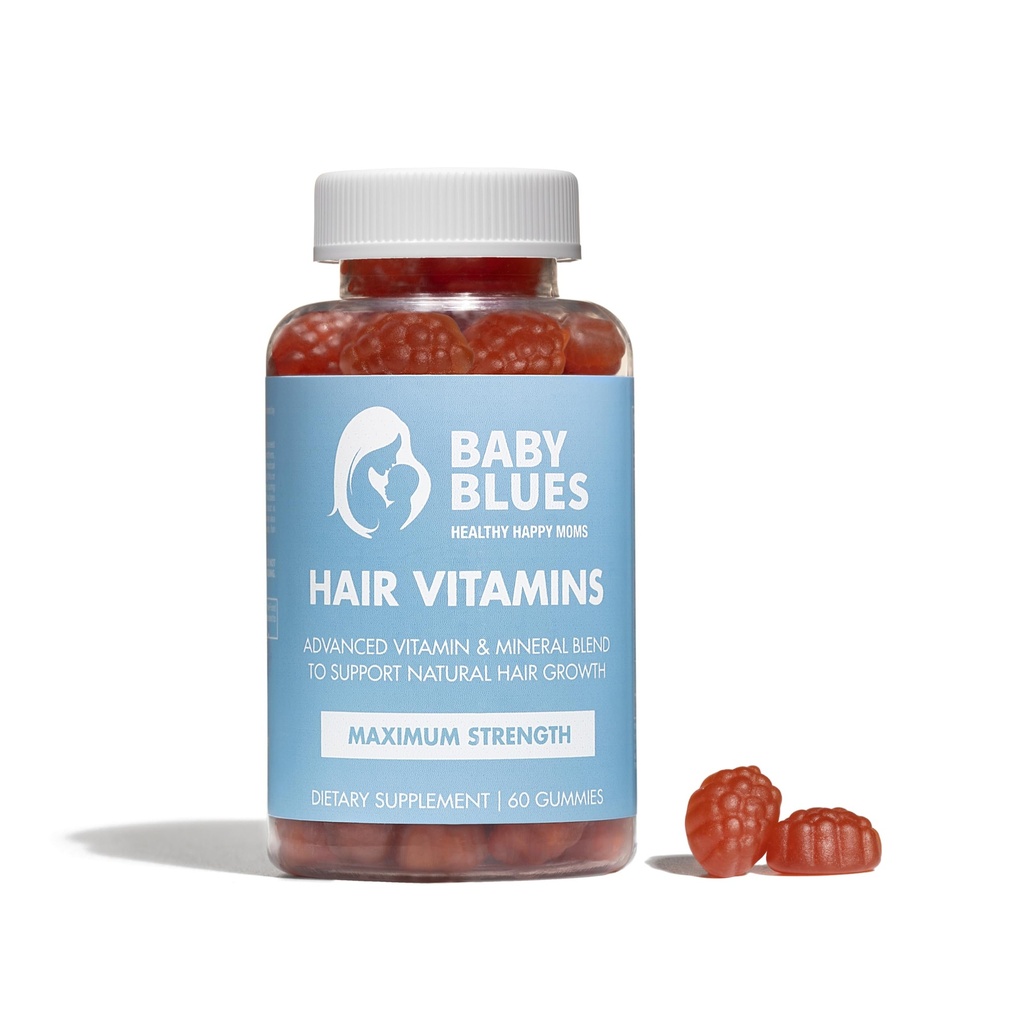 Baby Blues Postpartum Hair Loss ויטמינים - Passion Fruit Gummies with Biotin, Collagen & Folate