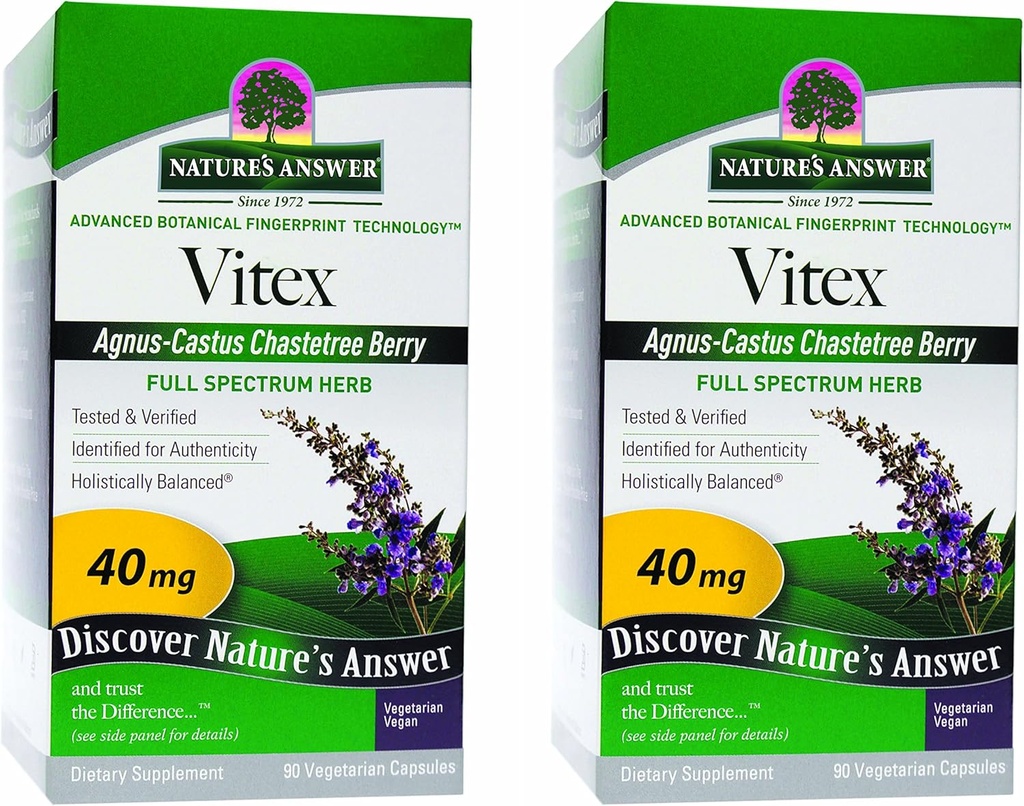 תשובתו של Nature's answer Vitex Chastetree Brad, 90-Vegetarian קפסולות, 2 Count | Hormonal Balance | Ovulation Support