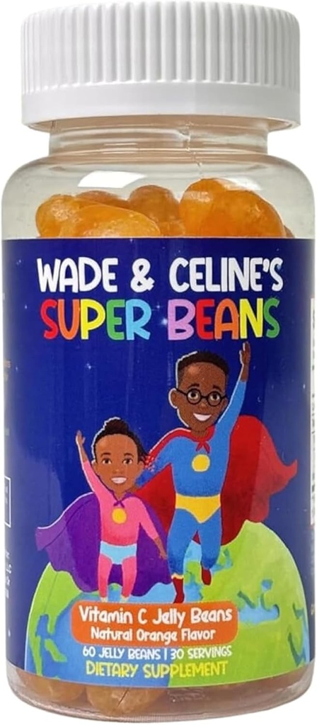 ויטמין C Super Jelly Beans Immune תומך תוסף, 80 מ"ג, Chewable Gummy Jellybeans לילדים, טבעוני וגלוטן חינם, כתום טבעי פלאמור, 60 Beans