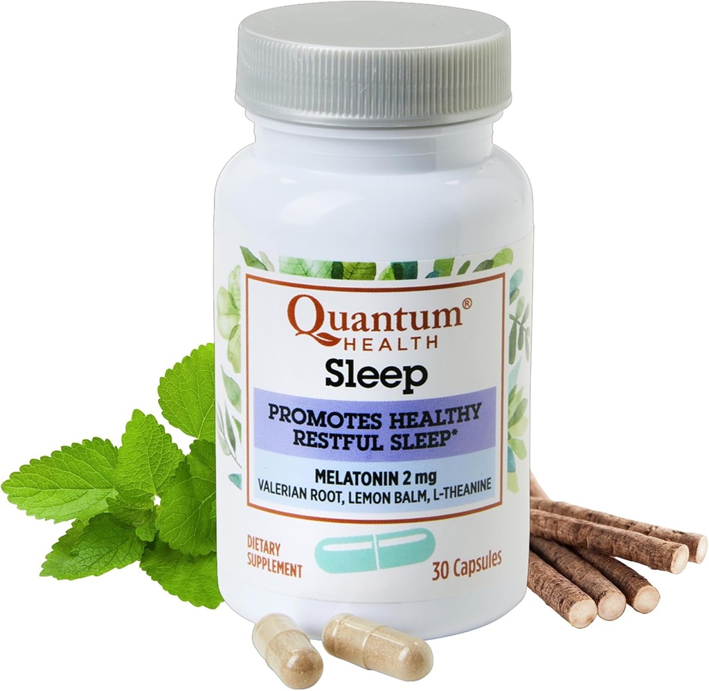 בסביבה הקרובה של Quantum Health Sleep Melatonin 2mg Healthy Sleep Support Band withlaxing Valan Root, Lemon Balm & L Theanine Daily Mind & Body Well Being for Women & Men - 30 קפסולות