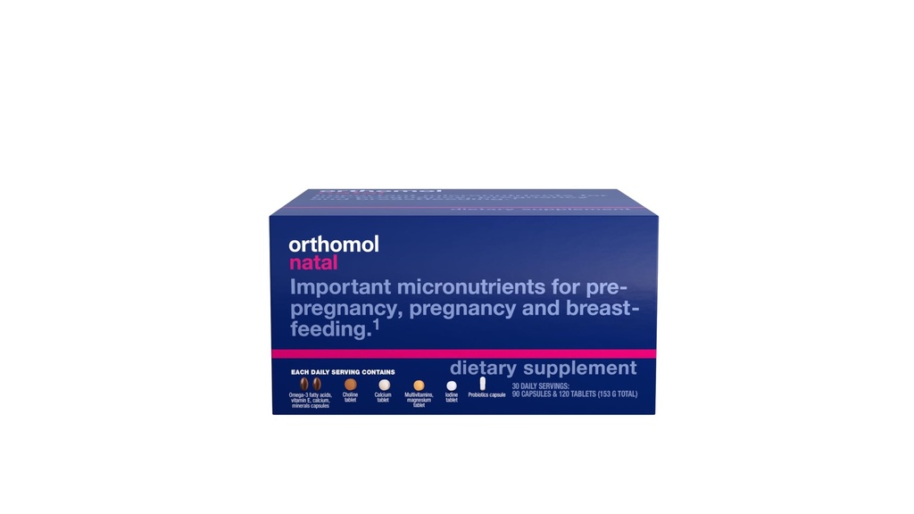 Orthomol נטול, תוסף נטול, תומך בריאות עבור Pre-Pregnancy, הריון, הנקה חזה, טבליות ותוסף קפסולה, 30 Count (Pack of 1)