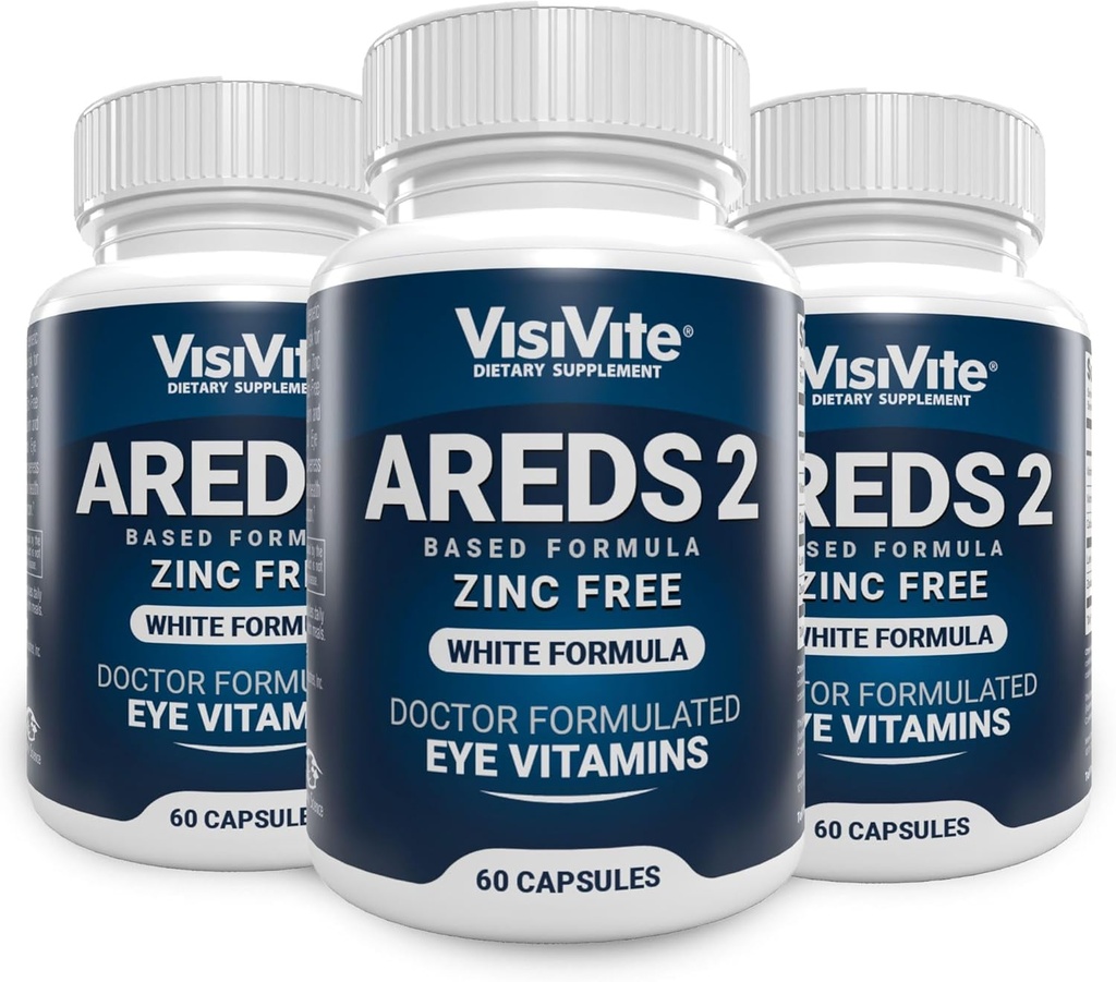 הם 2 Zinc Free White Eye ויטמינים - Zeaxanthin Plus Lutein Macular Eye ויטמינים - Soy-Free - Zinc ו-Copper חינם Macular Health Formula - חבילת של 3 3