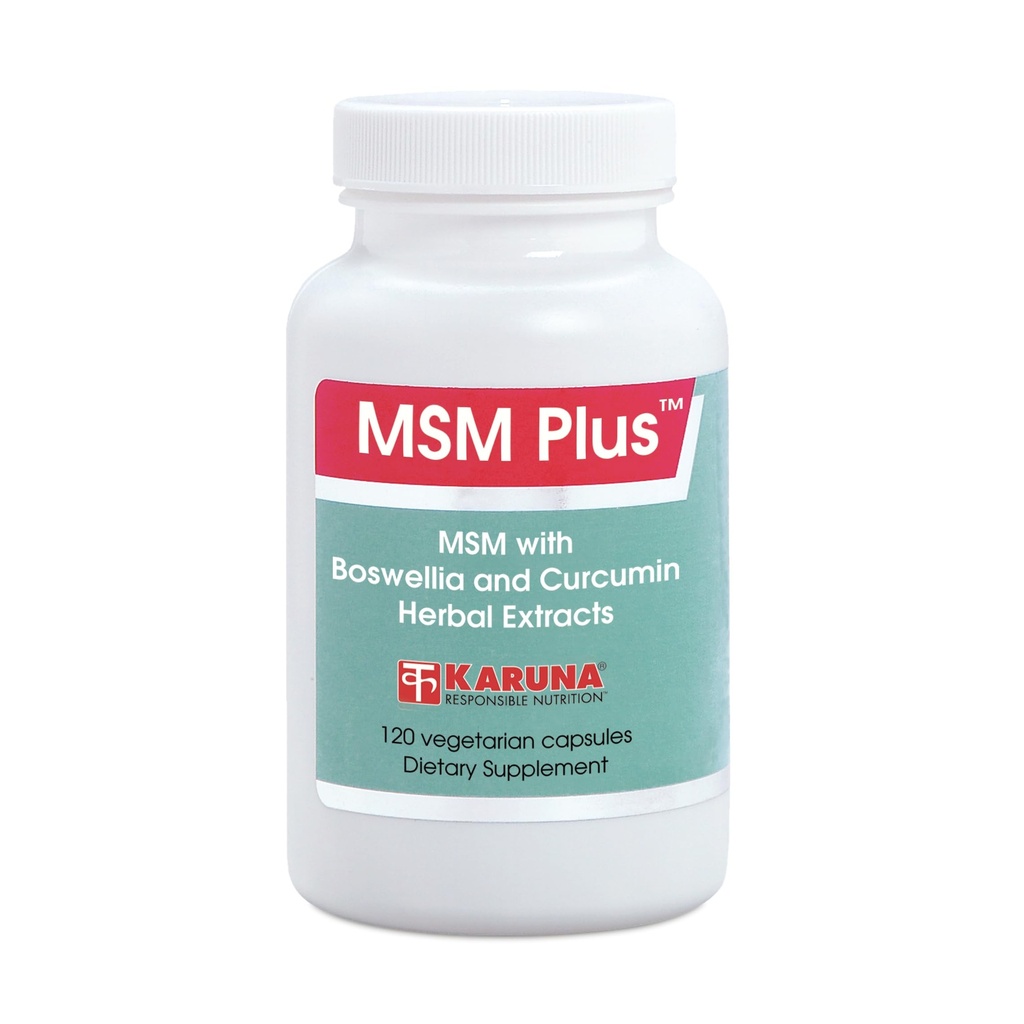 Karuna MSM Plus | 120 קפסולות צמחוניות | MSM 1125mg, Boswellia 350 מ"ג, Curcumin 200mg