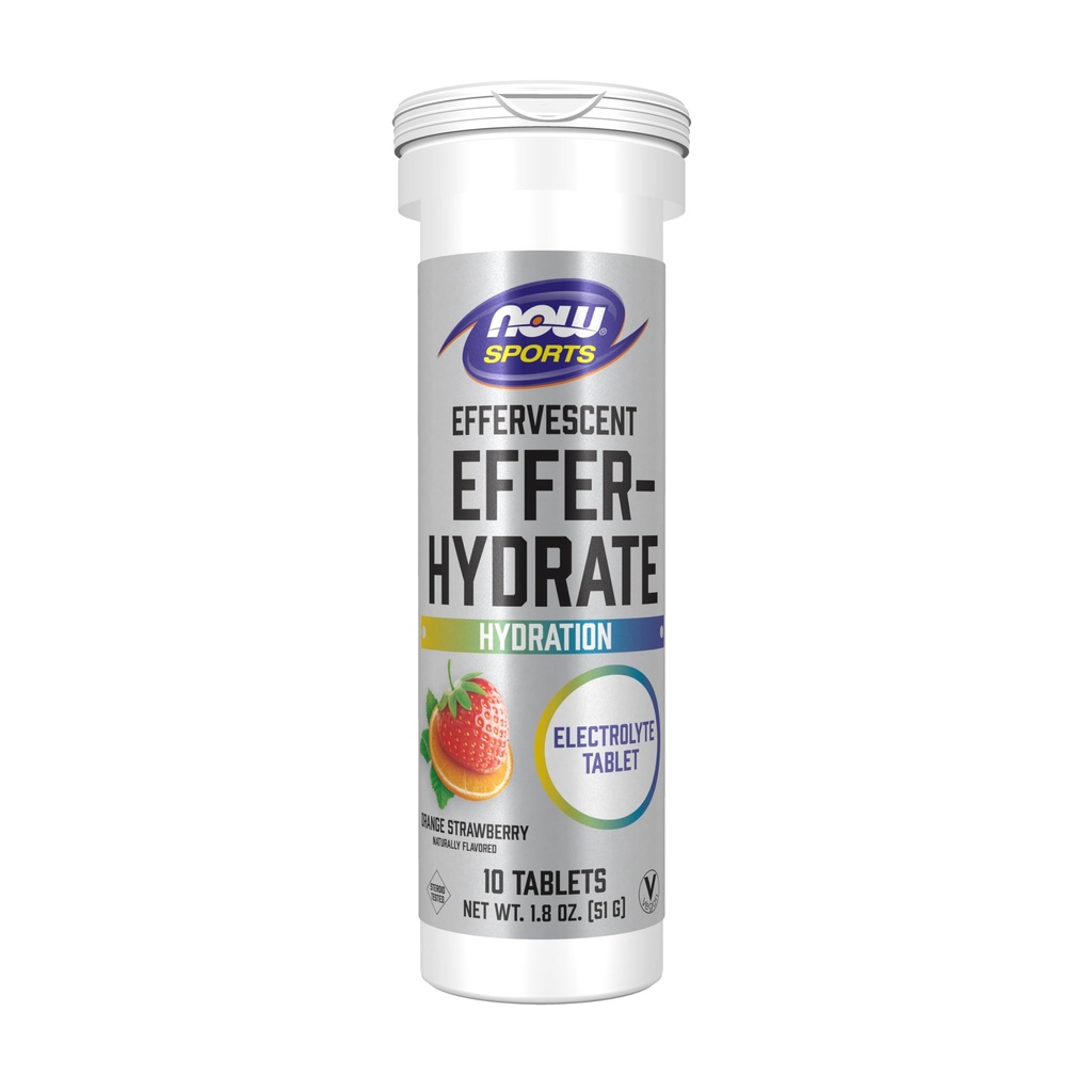 Now Foods Sports Nutrition, Effer-Hydrate, Electrolyte תוסף, Recovery*, Orange Strawberry, 10 Tablet
