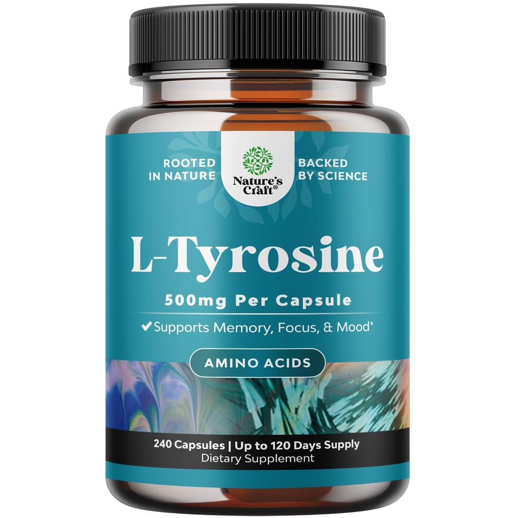 טופס חינם L Tyrosine 1000 מ"ג פרי שירות - גבוה עוצמה L-Tyrosine תוסף עבור אנרגיה ו Focus תמיכה - Amino Acid Nootropic תוספת עבור Focus תשומת לב וקוגניציה - 240 הרוזן