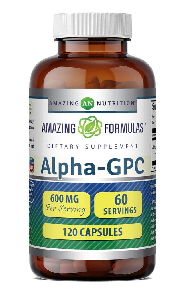 פורמולה מדהימה אלפא GPC תוסף | 600 Mg Per Serve | 120 קפסולות | Non-GMO | Gluten Free | Made in USA