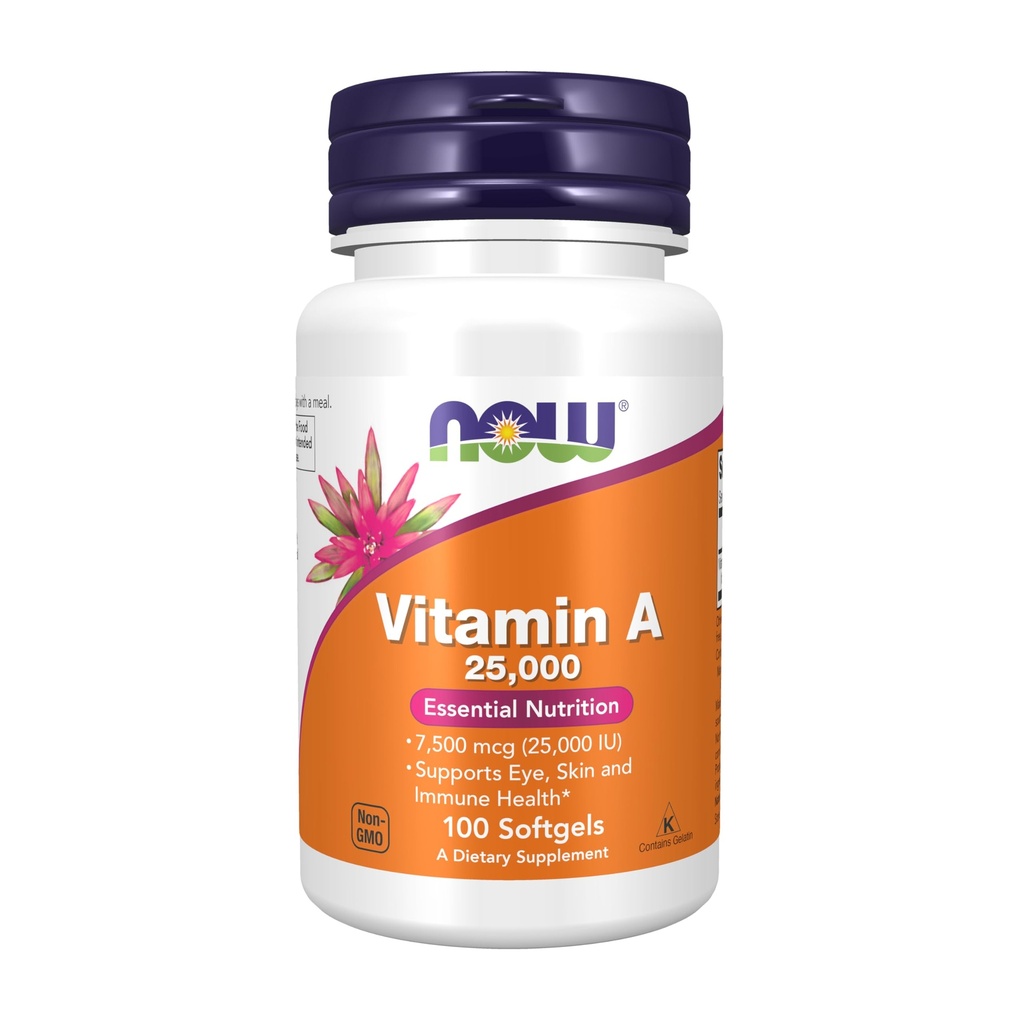 תוספי ויטמין A (Fish Liver Oil) 25,000 IU, תזונה חיונית, 100 Softgels