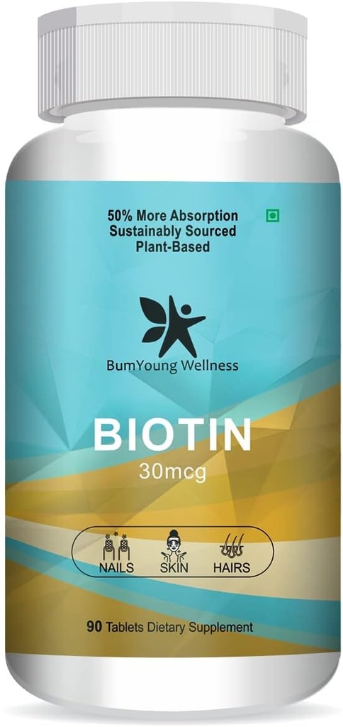 גולדי ביוטין 30mcg, תוספת לצמיחה שיער, שיער חזק וגלוינג עור, Fights Nail Brittleness 90 טבליות