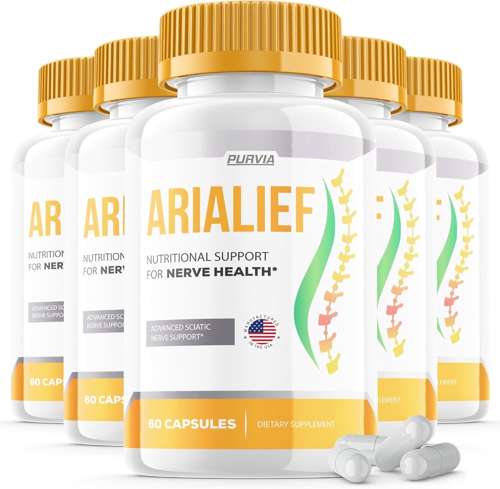 (5 Pack) Arialief כמוסות Sciatica - פורמולה רשמית - Arialief ויטמין תוסף תוספת כוח מתקדם פורמולה, Arialief קפסולות תמיכה תזונתית כוח מקסימלי הכולל את איכות הסביבה (300 קפסולות)