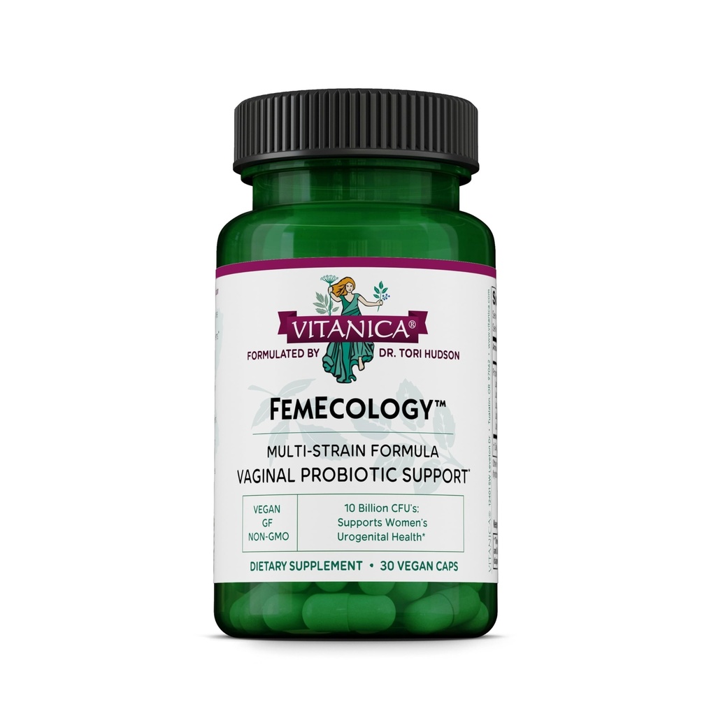 Vitanica FemEcology, Vaginal and Intestinal Probiotic Support, Vegetarian, 30 קפסולות